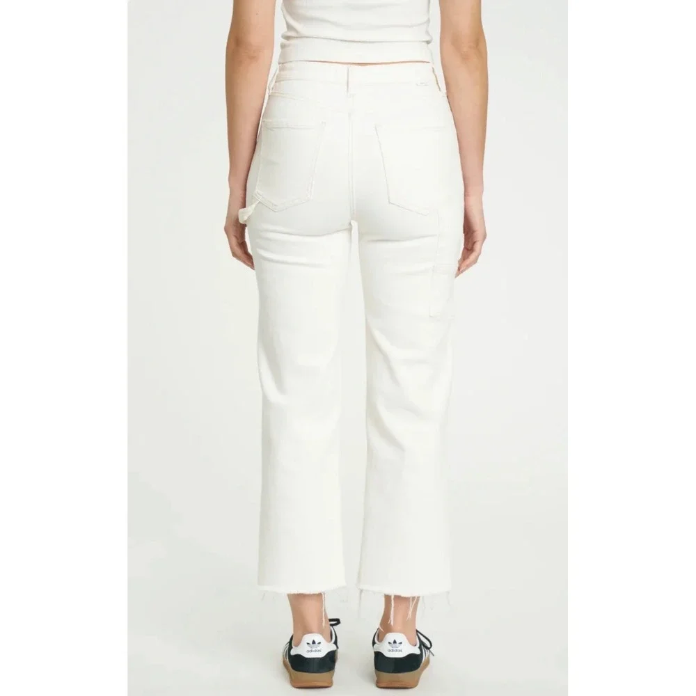 Daze Denim Sundaze Crop Off White Carpenter Straight Jeans 30
